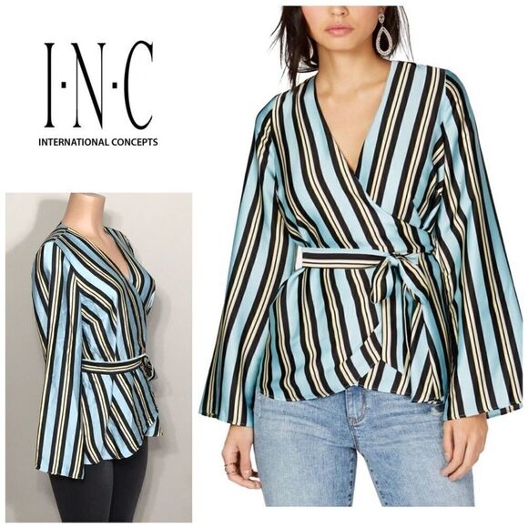 INC. stripe wrap top. New - Picture 1 of 9